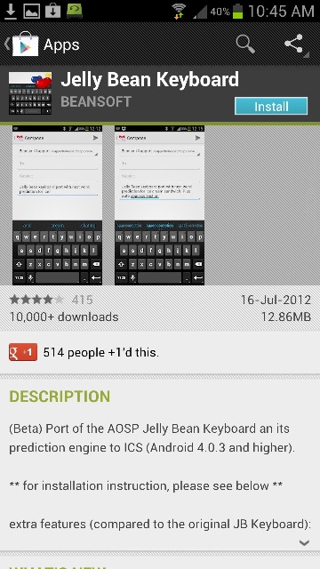 Install Jelly bean Keyboard