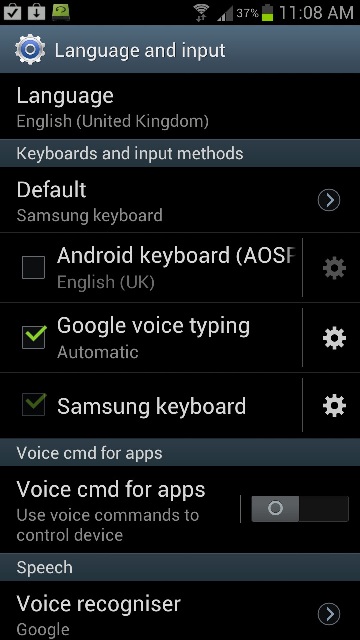 Select Jelly Bean Keyboard from Settings