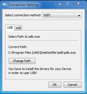 DeskNotifier Connection Settings