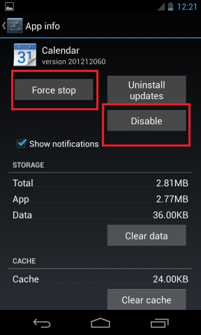 Disable Android Apps