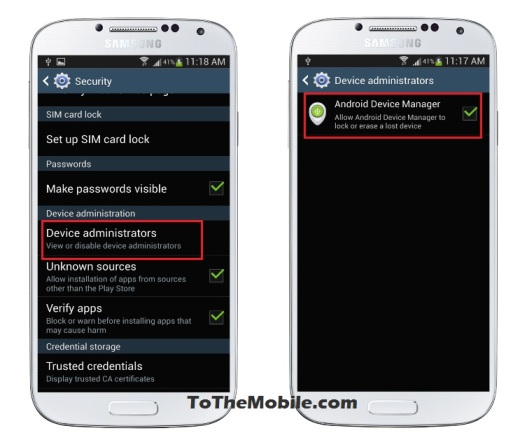 Android Device Manager Setting