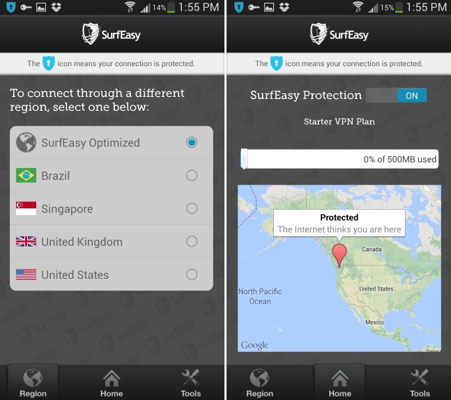 SurfEasy VPN App to Surf Web Anonymously on Android