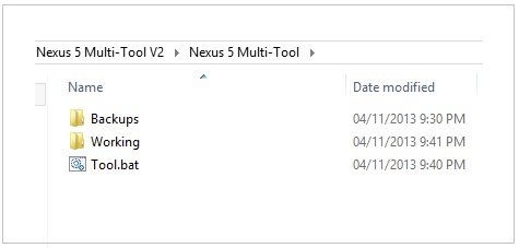 Nexus 5 Muti Tool Files